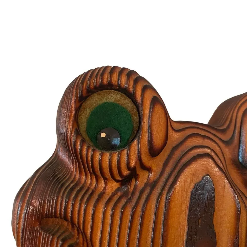 Rustic Hand Crafted Burnt Wood Frog Key Leash Face Mask Hanger